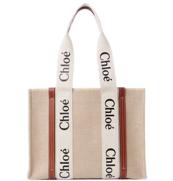  Túi Nữ Chloe Medium Woody Tote Bag 'White Brown' 