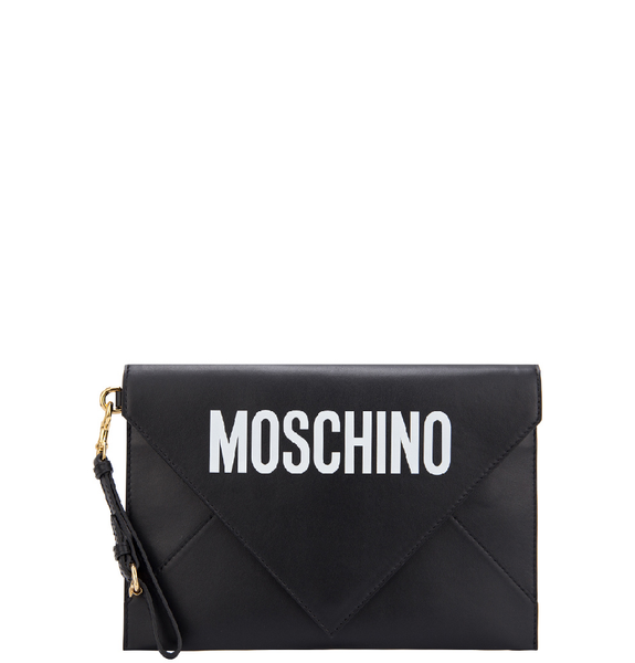  Túi Nữ Moschino Leather Envelope Clutch 'Black' 