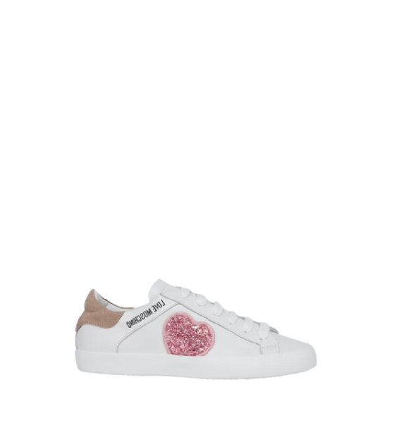  Giày Moschino Nữ Shiny Heart Nappa 'White' 