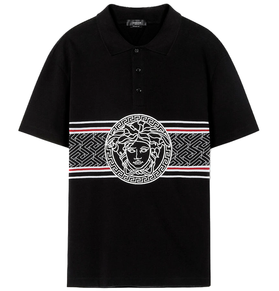 Áo Nam Versace Medusa Embroidered Polo Shirt 'Black' 