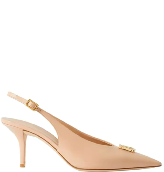  Giày Nữ Burberry Monogram Motif Leather Slingback Pumps 'Pale Nude' 