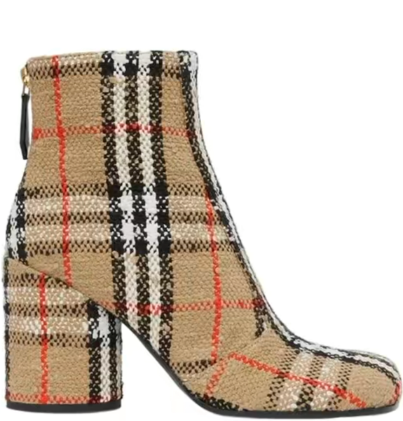  Giày Nữ Burberry Vintage Check Bouclé Ankle Boots 'Archive Beige' 