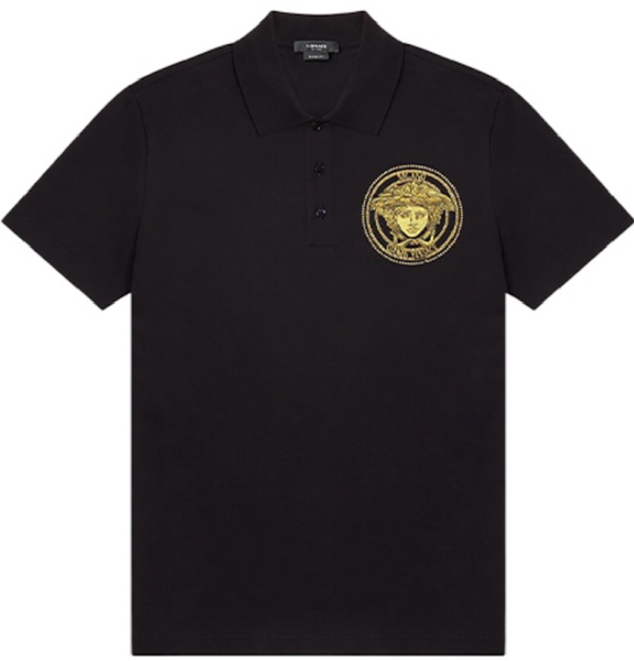  Áo Nam Versace Medusa Studded Polo Shirt 'Black' 