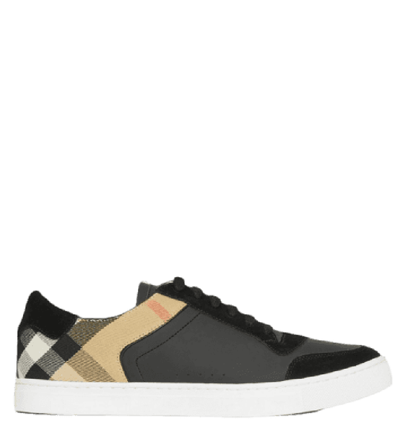  Giày Nam Burberry Leather Suede House Check Cotton Sneakers 'Black' 