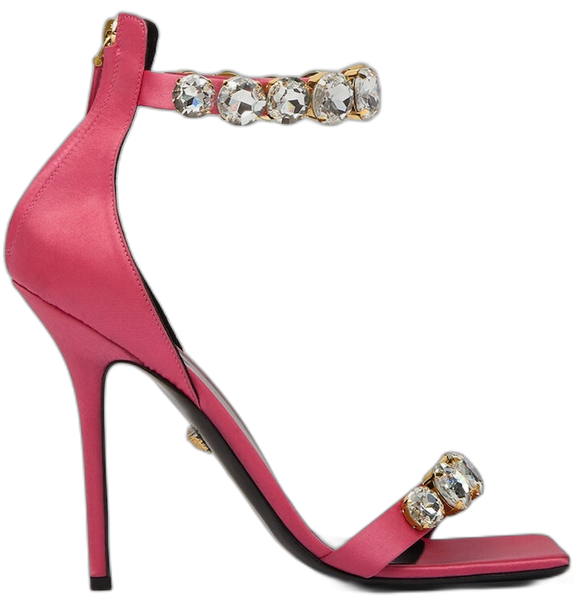  Giày Nữ Versace Crystal Satin Sandals 'Fuchsia' 