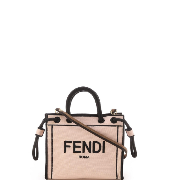  Túi Nữ Fendi Mini Tote Canvas Embroidery Roma 'Pink' 