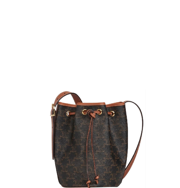  Túi Nữ Celine Small Drawstring Trimphe Canvas Calfskin 'Brown' 