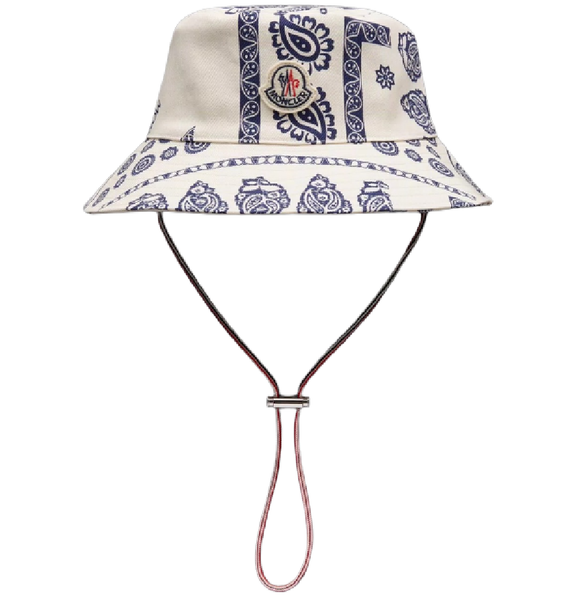  Mũ Nam Moncler Bandana Print Bucket Hat 'White Blue' 