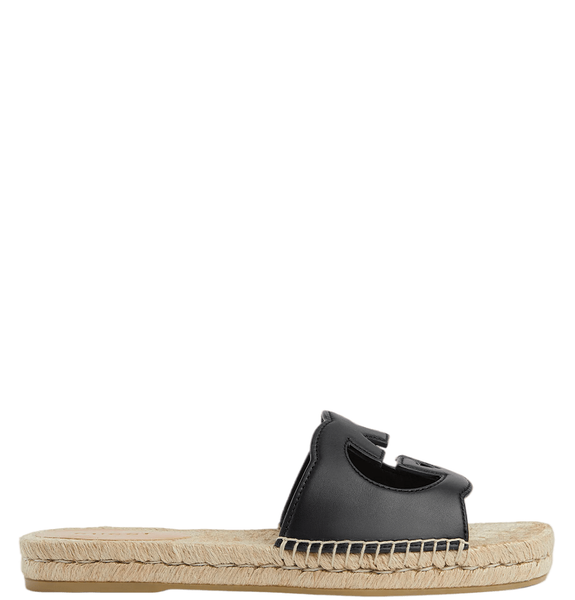  Dép Nam Gucci Interlocking G Cut-Out Slide Sandal 'Black' 