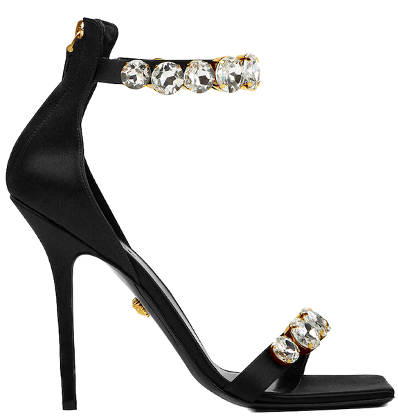  Giày Nữ Versace Crystal Satin Sandals 'Black' 