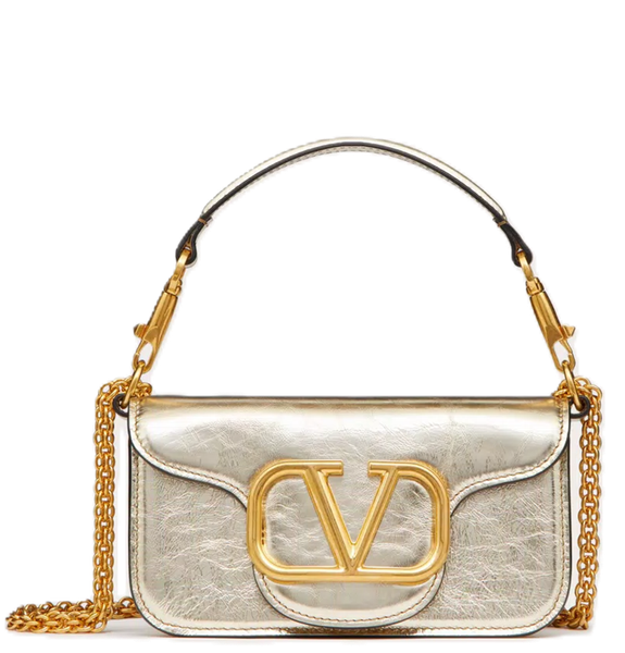  Túi Nữ Valentino Small Locò Metallic Calfski 'Platinum' 