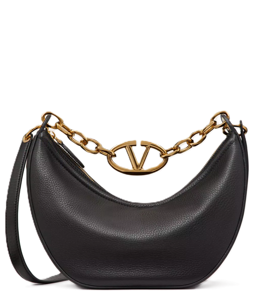  Túi Nữ Valentino Small Vlogo Moon Leather Chain 'Black' 