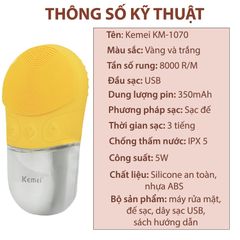 [ THANH LÝ NEW ] Máy rửa mặt KEMEI KM-1070 chuyên dùng rửa làm sạch da mặt thúc đẩy hấp thụ dưỡng chất, tẩy trang phù hợp với mọi loại da