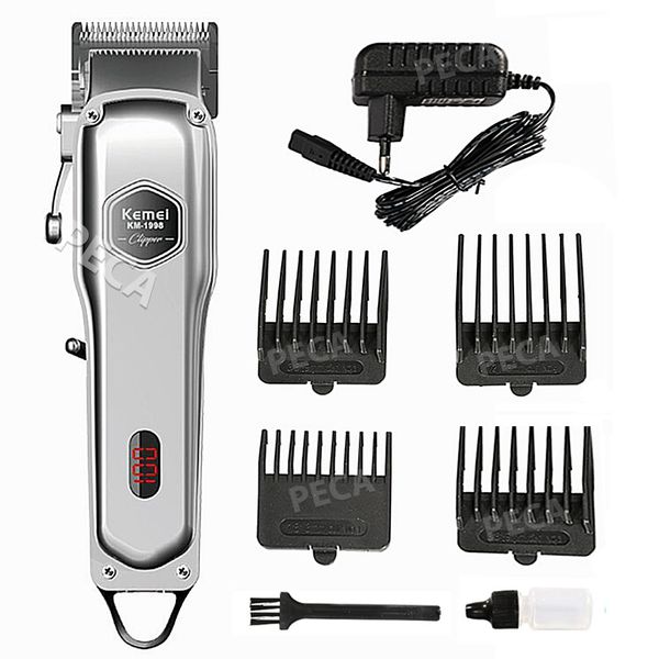 Tông đơ cắt tóc chuyên nghiệp Kemei KM-1998 có màn hình LED hiển thị thích hợp dùng fade tóc, tattoo tóc cho barber shop