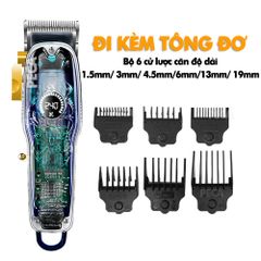 Tông đơ cắt tóc chuyên nghiệp KEMEI KM-2709PG màn hình LCD hiển thị thông minh pin trâu 3h sạc nhanh