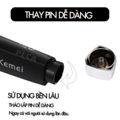 Máy tỉa lông mũi dùng pin cao cấp Kemei 6512 tỉa sát không đau nhỏ gọn tiện lợi + tặng kèm 1 pin AA