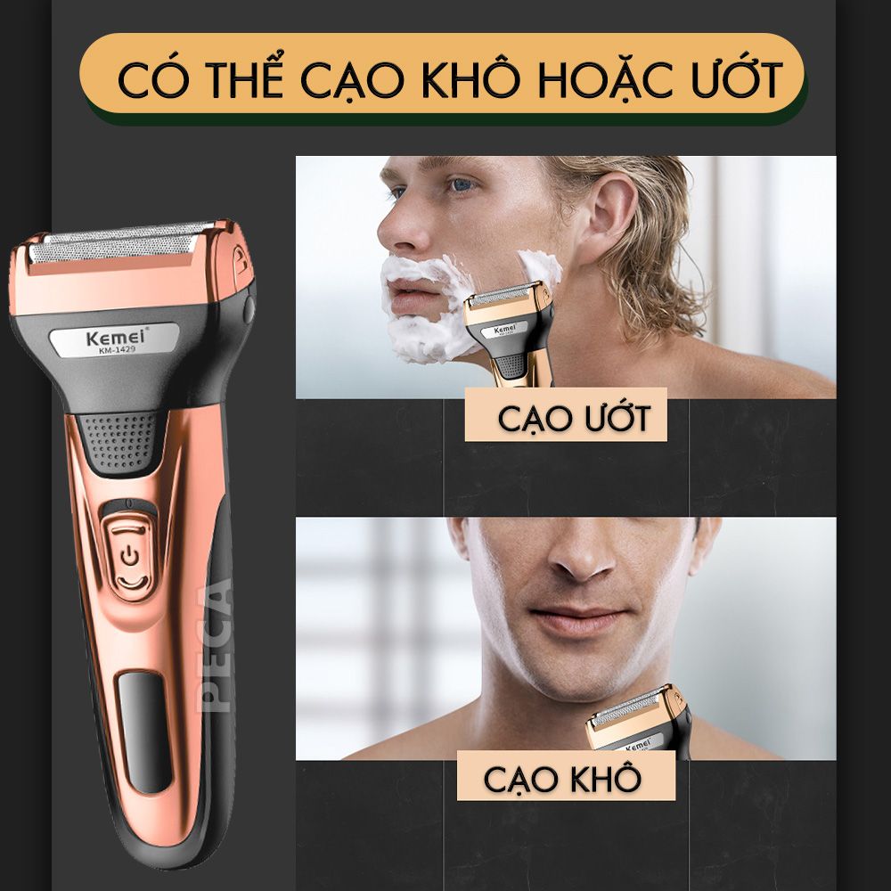 Máy cạo râu đa năng 3IN1 Kemei KM-1429 có thể cạo râu, cắt tóc, tỉa lông mũi, cạo khô và ướt, máy cạo râu chính hãng