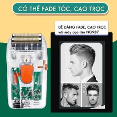 Máy cạo râu lưỡi kép Kemei KM-NG987 công suất 5w mạnh mẽ dùng cạo đầu, cạo trắng fade tóc