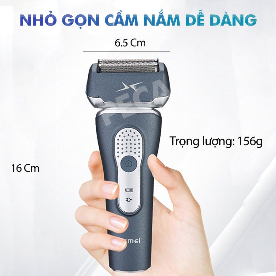 Máy cạo râu Kemei KM-111 lưỡi kép nổi cạo sạch nhanh, sạc USB tiện lợi, chống thấm nước IPX5 cạo khô và ướt đều được - Hàng chính hãng