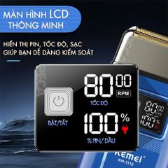 Máy cạo râu lưỡi kép Kemei KM-1112 có 2 tốc độ cắt màn hình LCD, công suất 5w mạnh mẽ, có thể fade trắng, cạo trọc hàng chính hãng