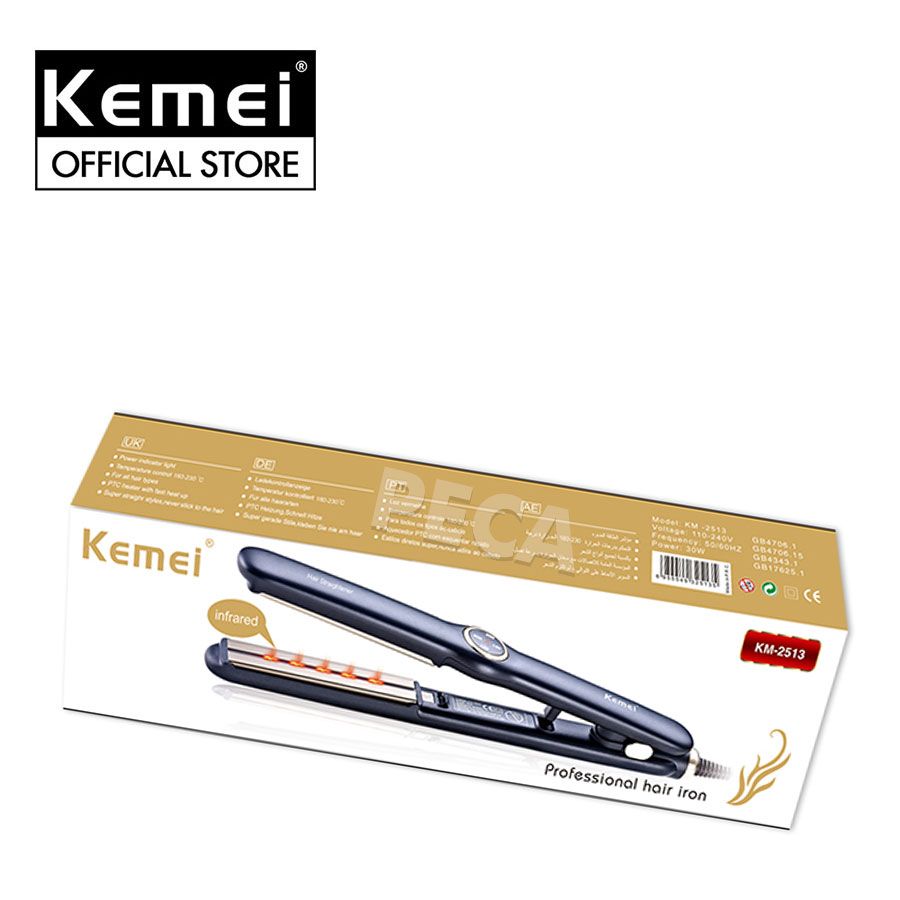 Máy duỗi tóc cao cấp Kemei KM-2513 điều chỉnh 4 mức nhiệt phù hợp sử dụng với mọi tình trạng tóc