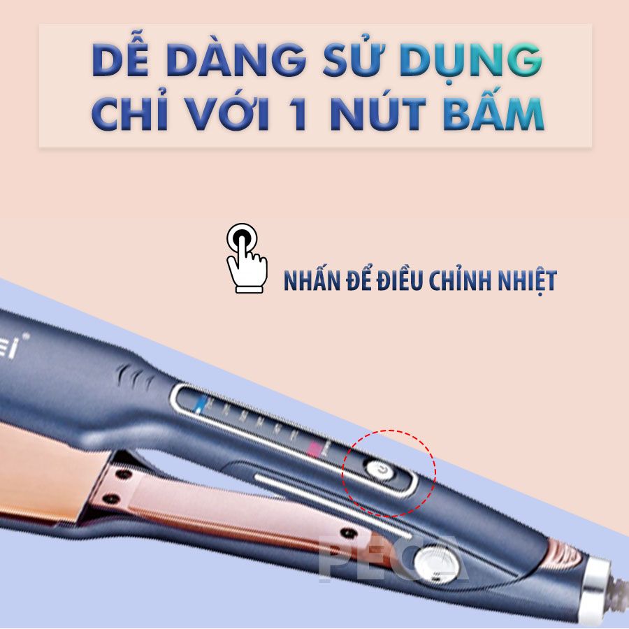 Máy duỗi tóc Kemei KM-740 điều chỉnh 6 mức nhiệt độ bảng nhiệt lớn sử dụng được cho mọi loại tóc