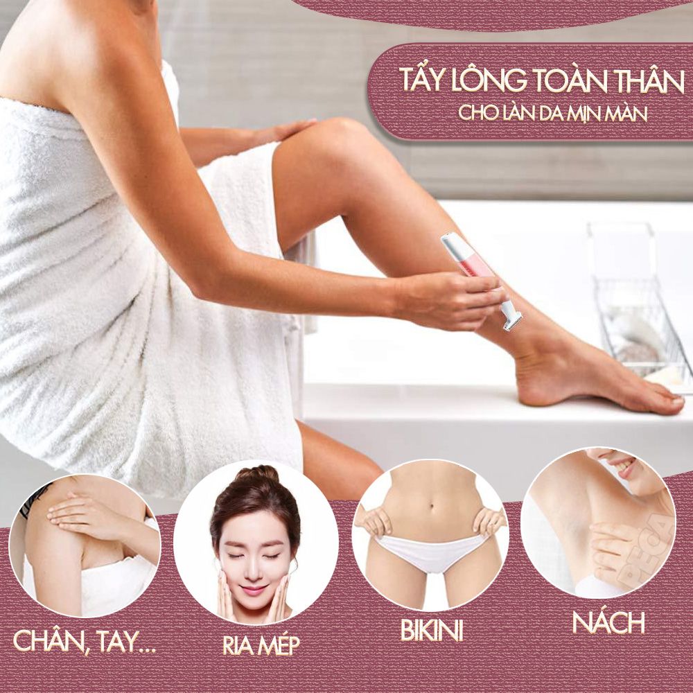 Máy tẩy lông Kemei KM-1900 chuyên dùng cạo lông toàn thân, bikini sử dụng pin sạc tiện lợi