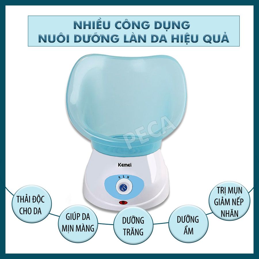 Máy xông mặt hơi nước Kemei KM-6080 điều chỉnh 2 mức nhiệt độ phù hợp với mọi loại da