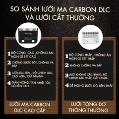 Tông đơ chấn viền Kemei KM-1855 lưỡi cắt mạ carbon DLC cao cấp có động cơ không chổi than tăng hiệu suất màn hình LCD hiển thị công suất 8W hàng chính hãng