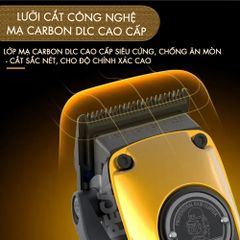 Tông đơ cắt tóc chuyên nghiệp Kemei KM-1825 lưỡi cắt mạ carbon DLC cao cấp có động cơ không chổi than màn hình LCD hiển thị công suất 8W