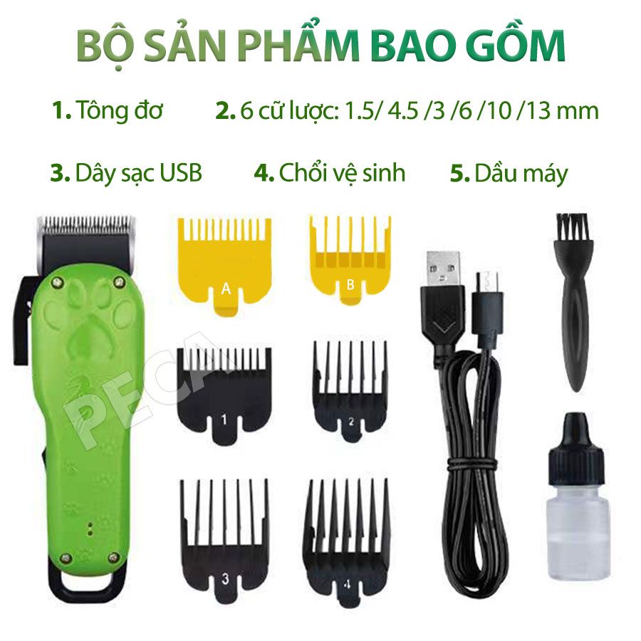 Tông đơ cắt lông thú cưng Kemei KM-CW10 không dây chuyên nghiệp công suất mạnh 8W sạc nhanh USB tiện lợi - Hàng chính hãng