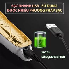 Tông đơ cắt tóc chuyên nghiệp Kemei KM-1969PG sạc nhanh USB công suất mạnh có thể cạo đầu, fade tóc - Hàng chính hãng