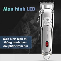 Tông đơ cắt tóc chuyên nghiệp màn hình LCD KEMEI KM-1996 hợp kim nhôm hàng không cao cấp lưỡi thép không gỉ pin trâu 3