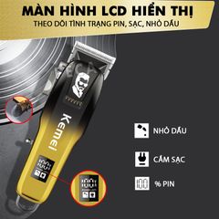 Tông đơ cắt tóc chuyên nghiệp Kemei KM-709A công suất mạnh mẽ có màn hình LCD hiển thị - Hàng chính hãng