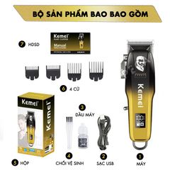 Tông đơ cắt tóc chuyên nghiệp Kemei KM-709A công suất mạnh mẽ có màn hình LCD hiển thị - Hàng chính hãng