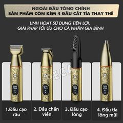 Tông đơ đa năng 5in1 KEMEI KM-5859 nhiều đầu thay thế chuyên dụng cắt tóc, chấn viền, cạo râu, cạo lông toàn thân, lông chân mày...- Hàng chính hãng