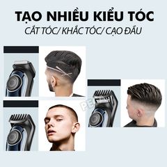 Tông đơ cắt tóc gia đình Kemei KM-1256 cữ căn độ dài tóc điều chỉnh 10 mức, sạc nhanh USB cắt tóc được cho trẻ em - Hàng chính hãng