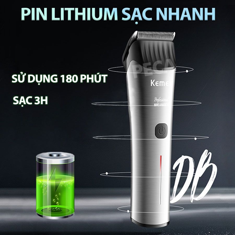 Tông đơ cắt tóc chuyên nghiệp Kemei KM-2481 sạc nhanh USB Type C công suất mạnh có thể dùng cạo đầu, fade tóc sử thích hợp cắt tóc trẻ em người lớn tiệm tóc, baber shop - Hàng chính hãng