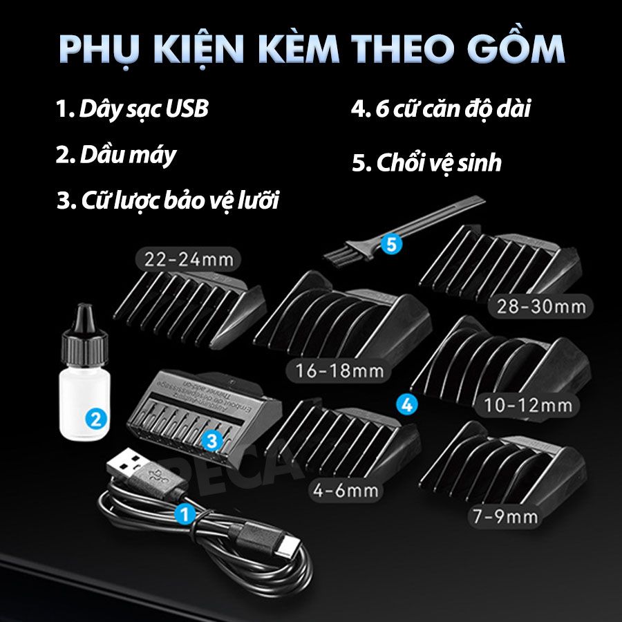 Tông đơ cắt tóc chuyên nghiệp Kemei KM-2481 sạc nhanh USB Type C công suất mạnh có thể dùng cạo đầu, fade tóc sử thích hợp cắt tóc trẻ em người lớn tiệm tóc, baber shop - Hàng chính hãng