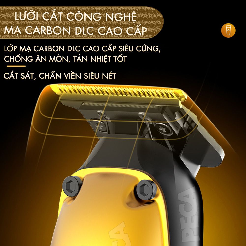 Tông đơ chấn viền Kemei KM-1855 lưỡi cắt mạ carbon DLC cao cấp có động cơ không chổi than tăng hiệu suất màn hình LCD hiển thị công suất 8W hàng chính hãng