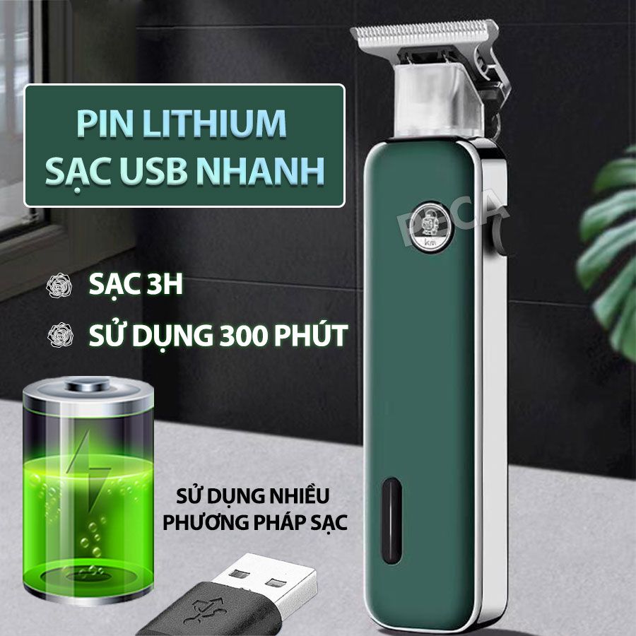 Tông đơ chấn viền cao cấp Kemei KM-5098 thiết kế độc đáo kết hợp cạo đầu, khắc tóc, fade trắng chân tóc chuyên nghiệp sạc nhanh USB công suất mạnh - Hàng chính hãng