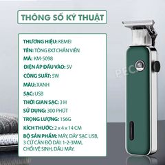 Tông đơ chấn viền cao cấp Kemei KM-5098 thiết kế độc đáo kết hợp cạo đầu, khắc tóc, fade trắng chân tóc chuyên nghiệp sạc nhanh USB công suất mạnh - Hàng chính hãng