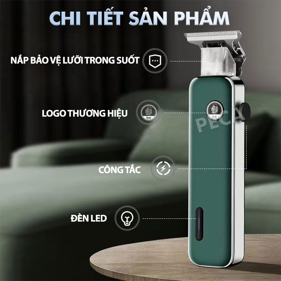 Tông đơ chấn viền cao cấp Kemei KM-5098 thiết kế độc đáo kết hợp cạo đầu, khắc tóc, fade trắng chân tóc chuyên nghiệp sạc nhanh USB công suất mạnh - Hàng chính hãng