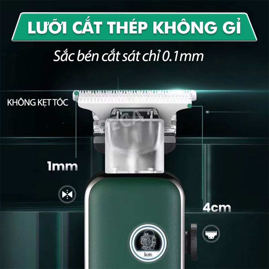 Tông đơ chấn viền cao cấp Kemei KM-5098 thiết kế độc đáo kết hợp cạo đầu, khắc tóc, fade trắng chân tóc chuyên nghiệp sạc nhanh USB công suất mạnh - Hàng chính hãng