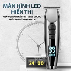 Tông đơ chấn viền Kemei KM-929 điều chỉnh 3 mức tốc độ cắt, có màn hình LED, dùng sạc USB