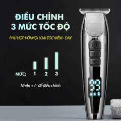 Tông đơ chấn viền Kemei KM-929 điều chỉnh 3 mức tốc độ cắt, có màn hình LED, dùng sạc USB