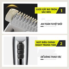 Tông đơ chấn viền Kemei KM-929 điều chỉnh 3 mức tốc độ cắt, có màn hình LED, dùng sạc USB