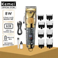Tông đơ cắt tóc chuyên nghiệp Kemei KM-1829 phiên bản thấy mạch, màn hình LCD hiện thị, công suất 8W hàng chính hãng