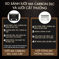 Tông đơ cắt tóc chuyên nghiệp Kemei KM-1825 lưỡi cắt mạ carbon DLC cao cấp có động cơ không chổi than màn hình LCD hiển thị công suất 8W