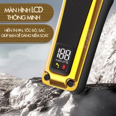 Tông đơ cắt tóc chuyên nghiệp Kemei KM-1825 lưỡi cắt mạ carbon DLC cao cấp có động cơ không chổi than màn hình LCD hiển thị công suất 8W